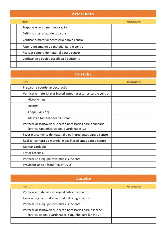 Checklist Escola Cristã de Férias 2019 - Crianças na cozinha 3