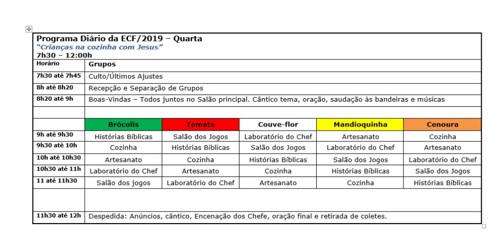 Programa Diário ECF 2019 - Quarta