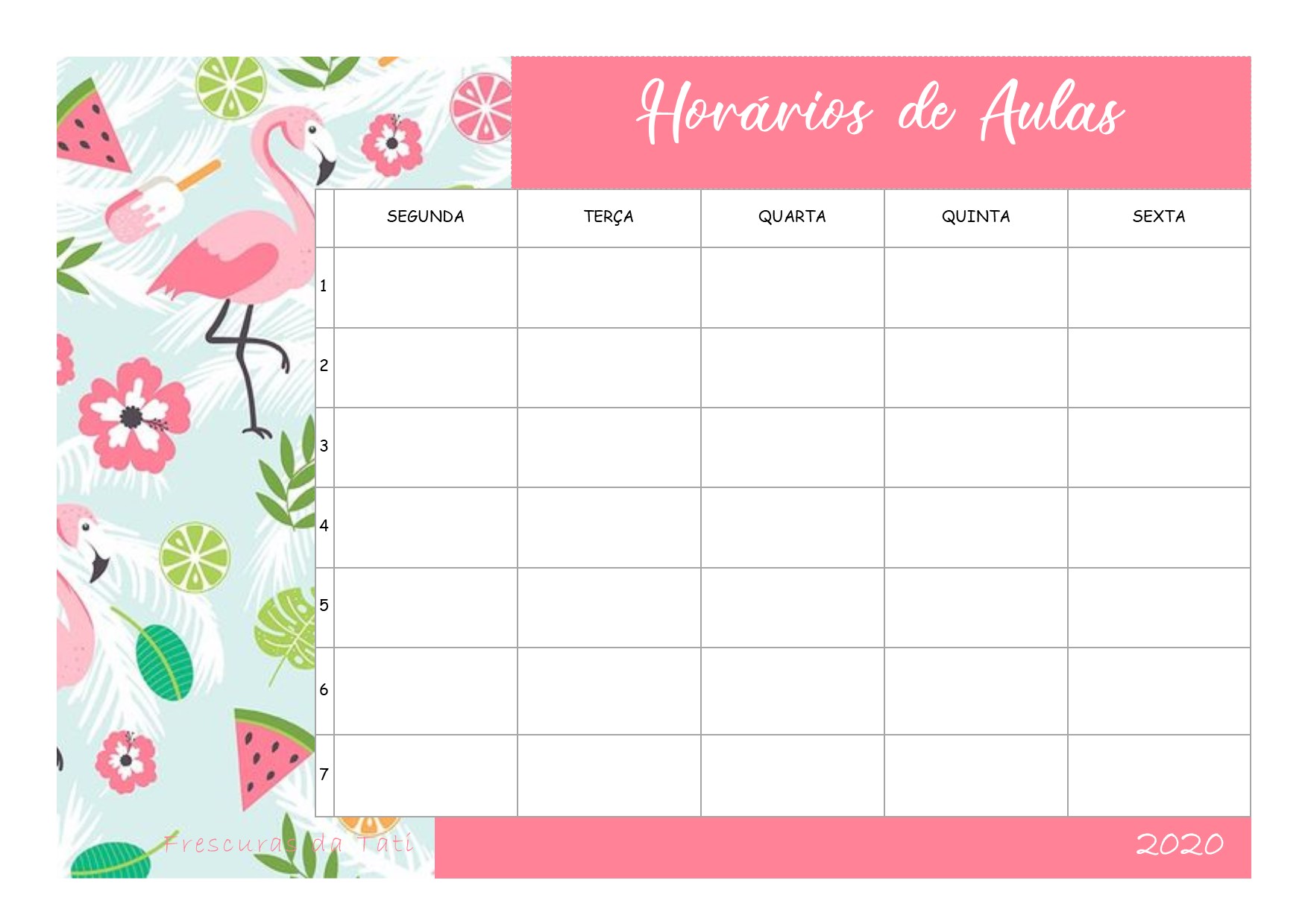 Horário de aulas - Flamingo