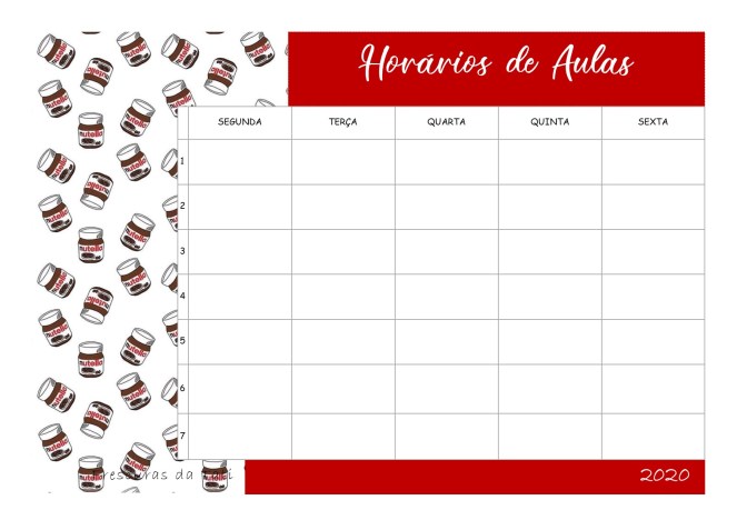 Horário de aulas - Nutella