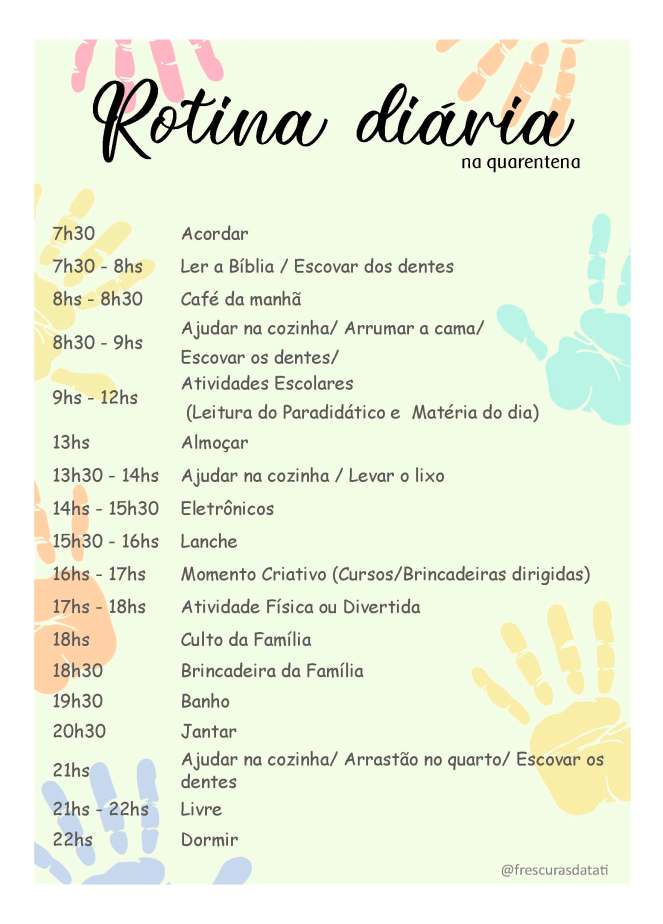 Rotina Diária - Na quarentena